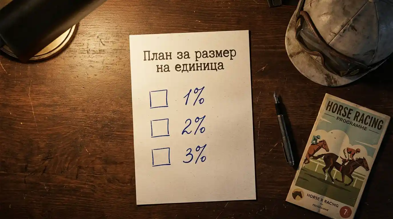 Лист с план за размер на единицата залог като процент от месечен банкрол