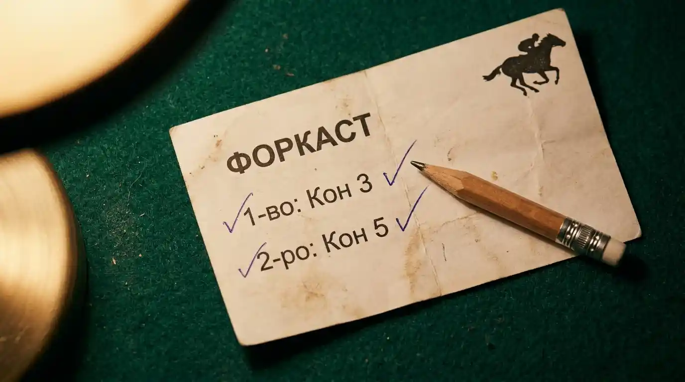 Залогов слип с отбелязани първи и втори кон по точен ред във форкаст