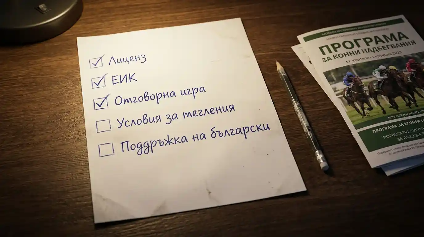 Списък от стъпки за проверка на лицензиран български оператор за виртуални коне