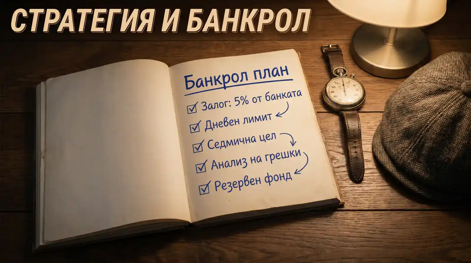 Бележник с план за управление на банкрол при виртуални конни залози