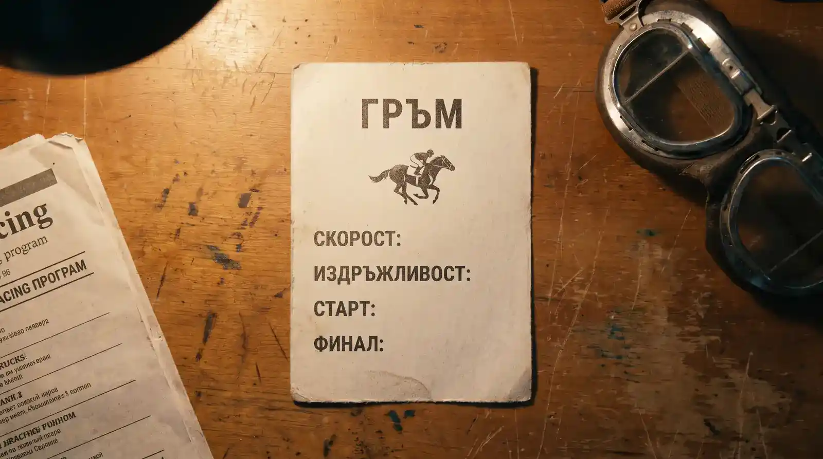Карта с параметрите на виртуален кон и историята на последните представяния